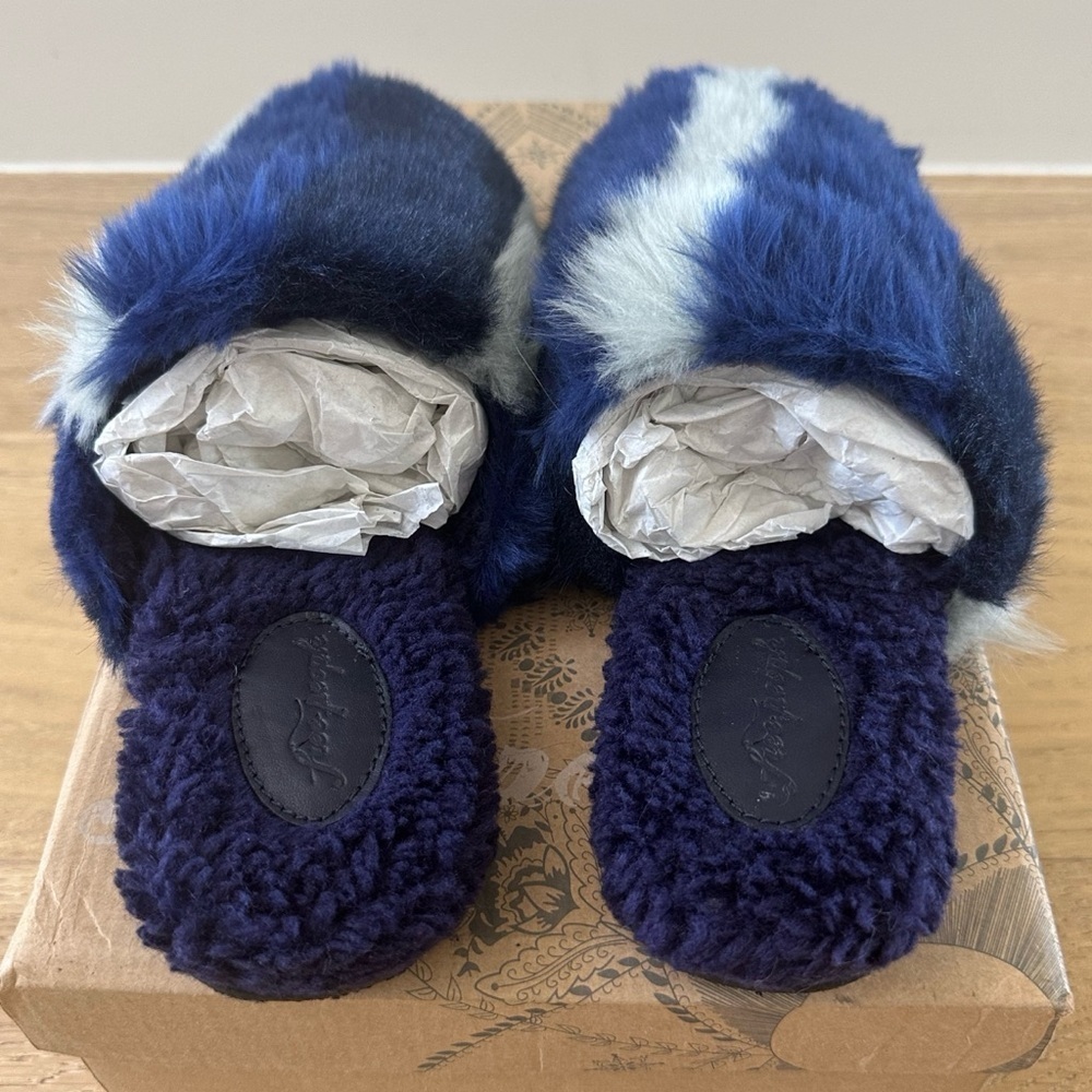 Free People Blue and Black Fur Slippers - Picture 4 of 12